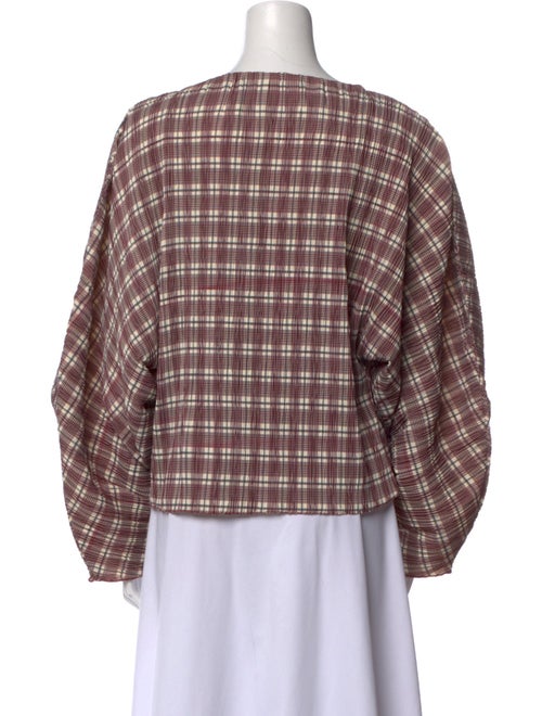 Róhe Plaid Print Bateau Neckline Blouse
