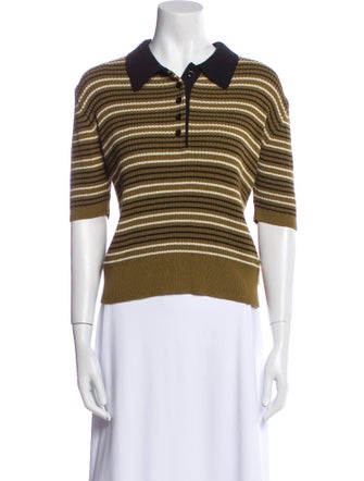 Róhe Striped Three-Quarter Sleeve Polo