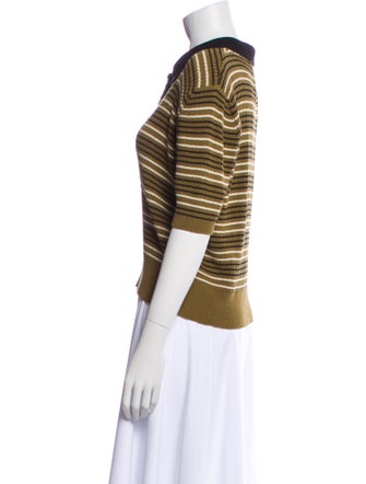 Róhe Striped Three-Quarter Sleeve Polo