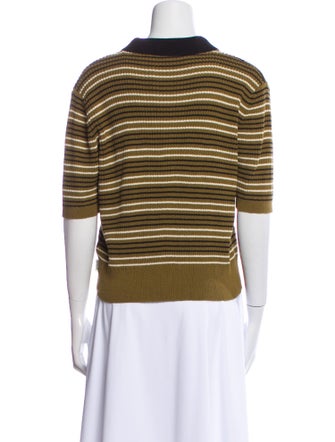 Róhe Striped Three-Quarter Sleeve Polo