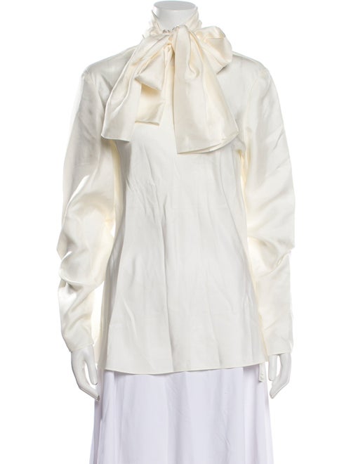 Róhe Silk Mock Neck Button-Up Top