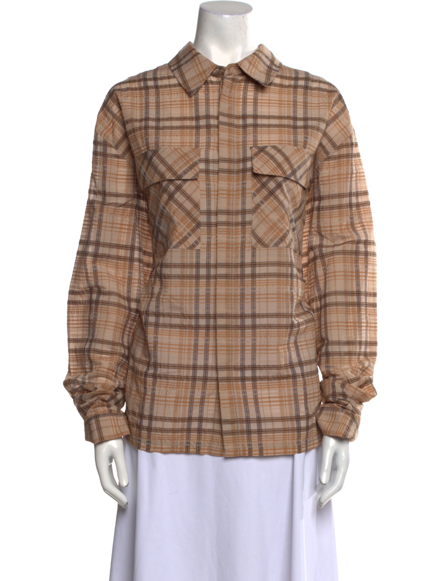Represent Plaid Print Long Sleeve Button-Up Top w/ Tags