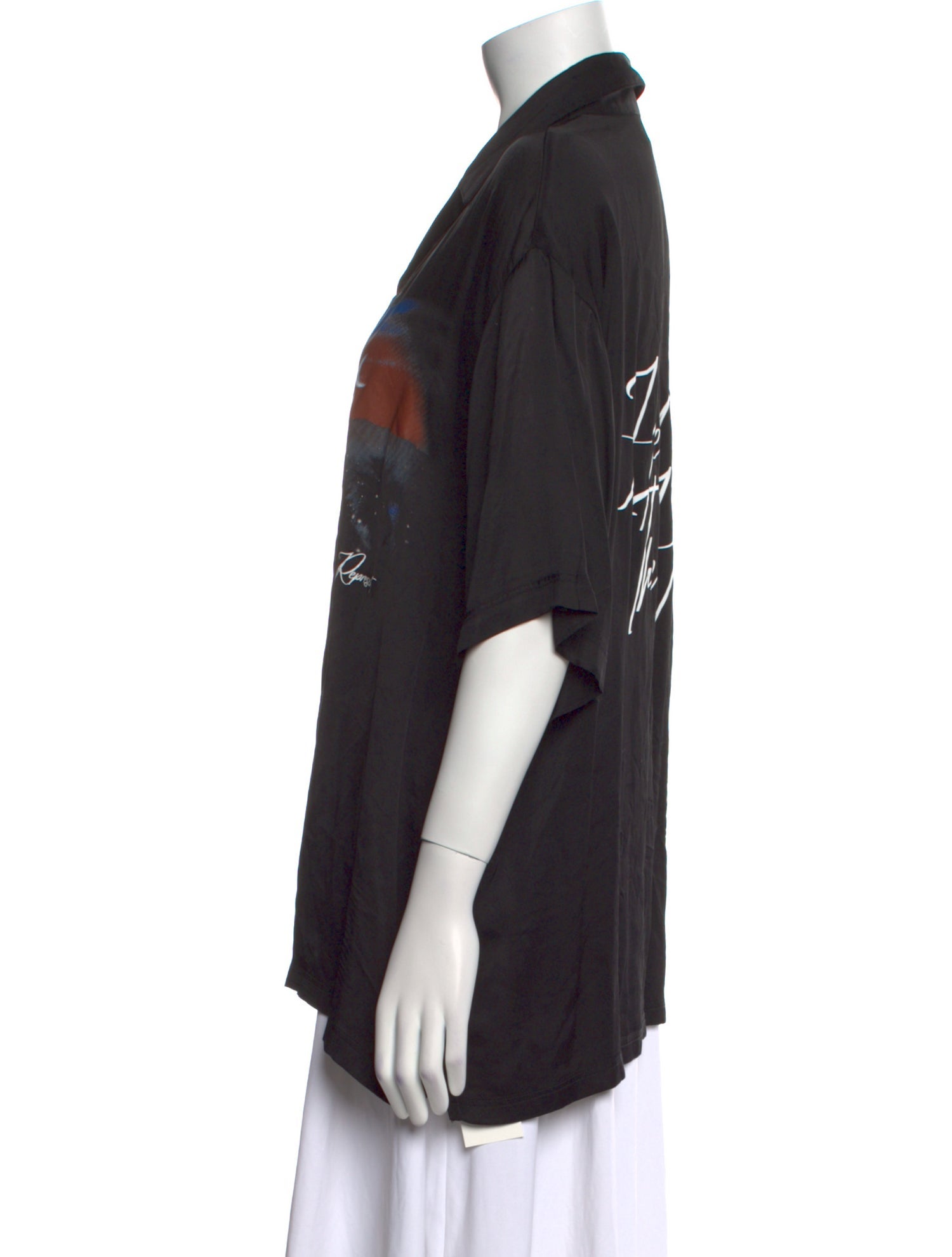 Represent Printed Short Sleeve Button-Up Top