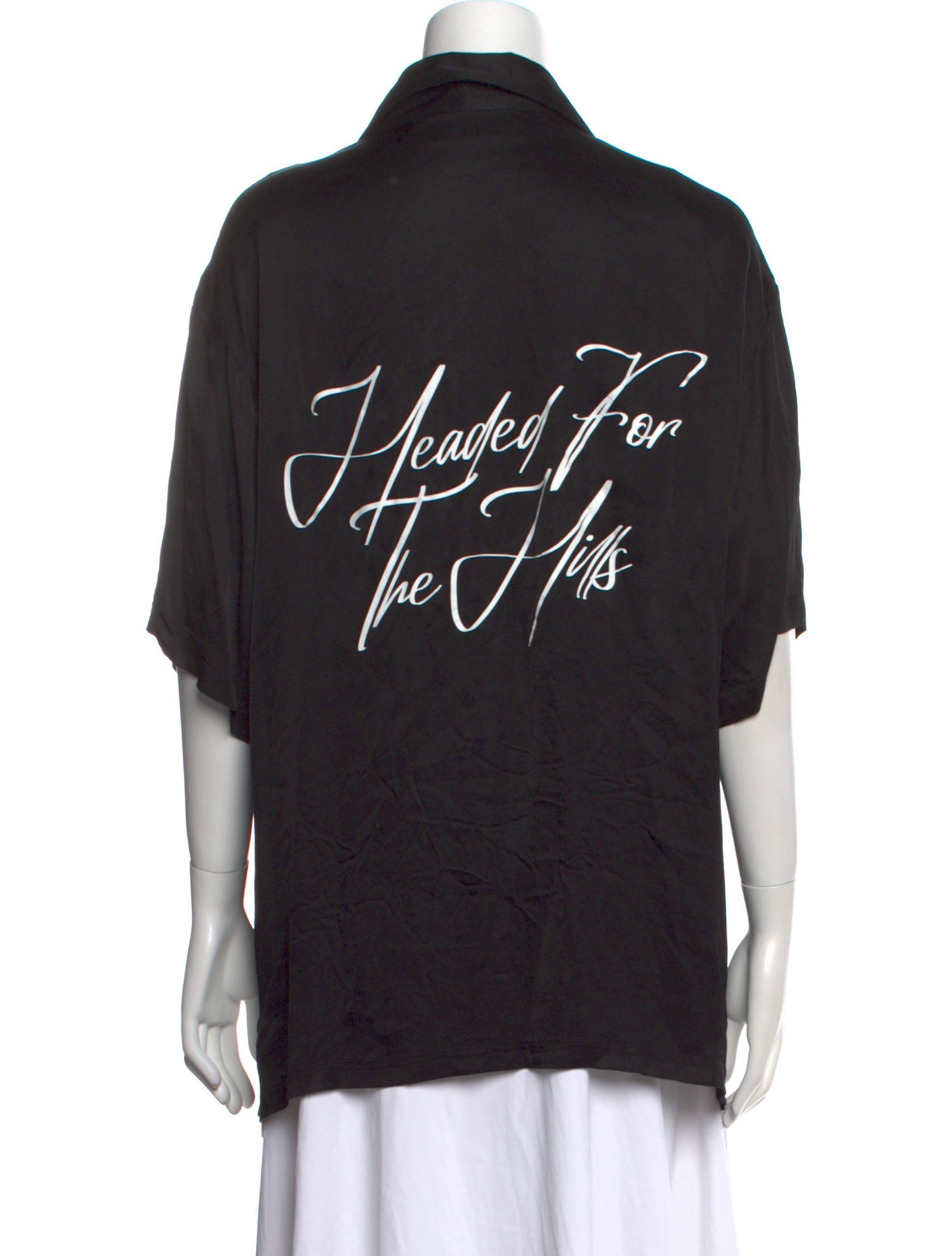 Represent Printed Short Sleeve Button-Up Top