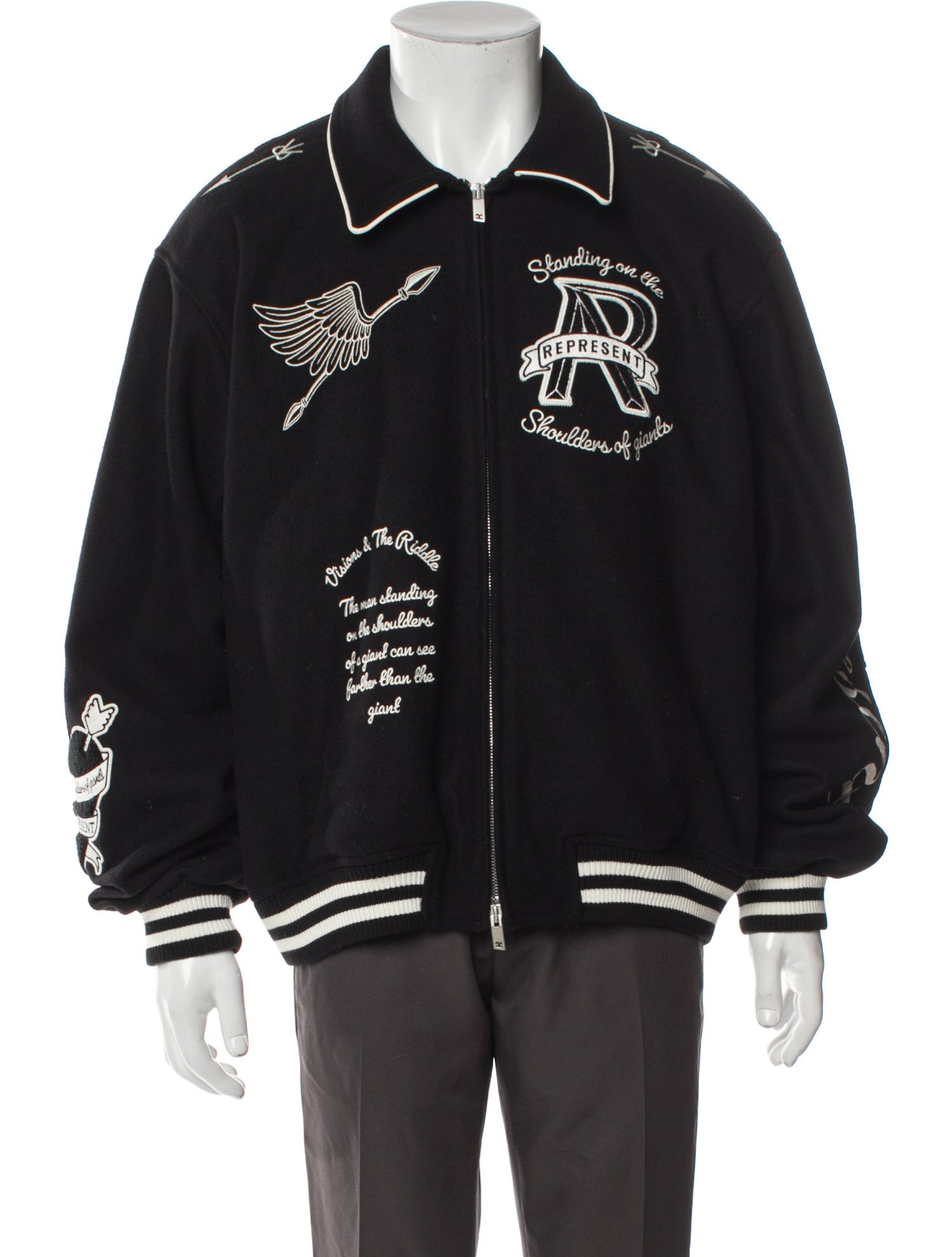 Represent Wool Graphic Print Varsity Jacket
