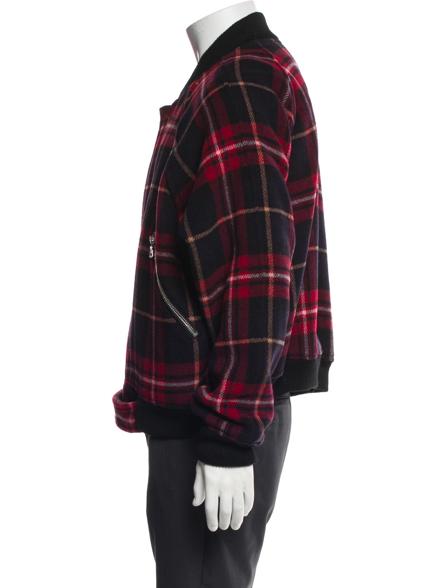 Represent Wool Plaid Print Bomber Jacket