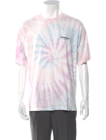 Pre-owned Represent Tie-dye Print Crew Neck T-shirt In White