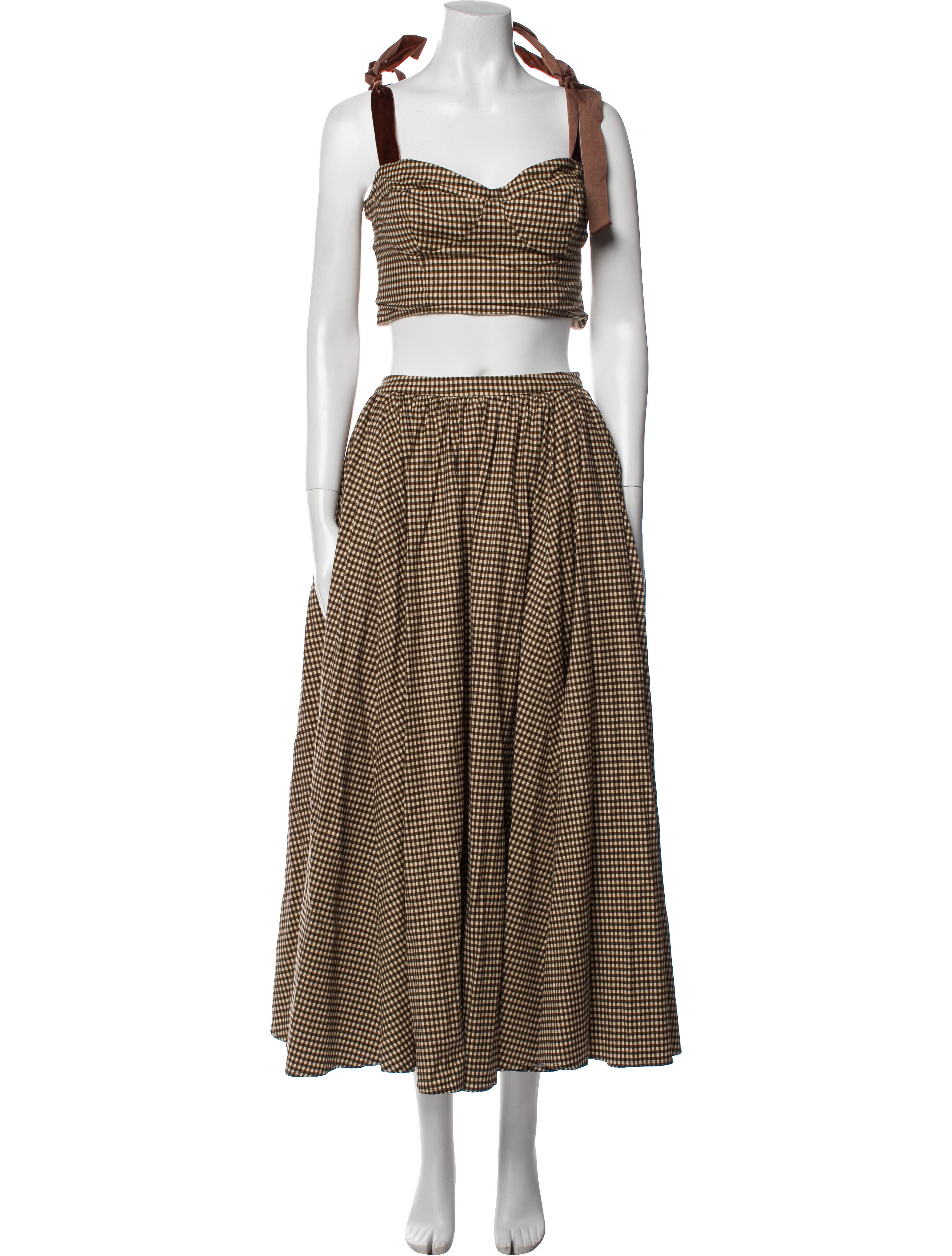 Reformation x Kacey Musgraves Plaid Print Ruffle Embellishment Skirt Set