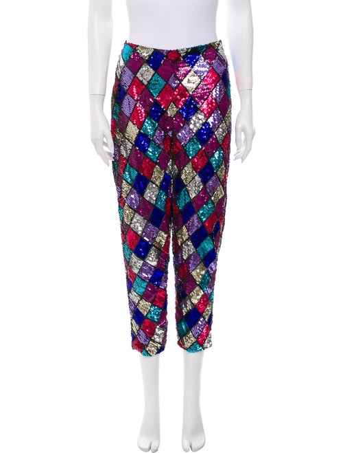 Retrofête Plaid Print Straight Leg Pants Metallic