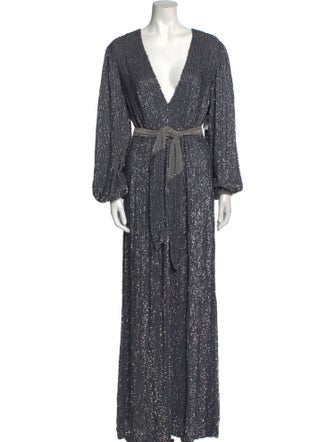 Retrofête Plunge Neckline Long Dress