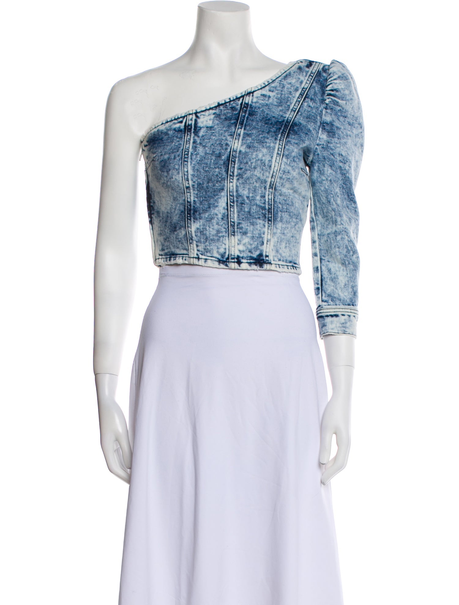 Retrofête One-Shoulder Three-Quarter Sleeve Crop Top