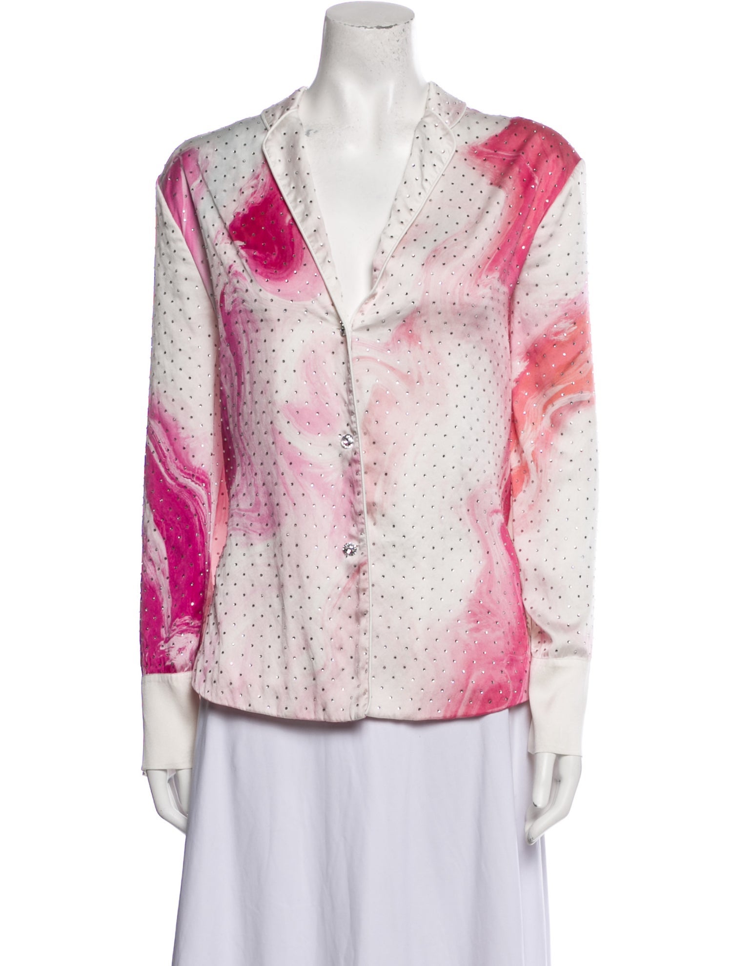 Retrofête Silk Polka Dot Print Blouse