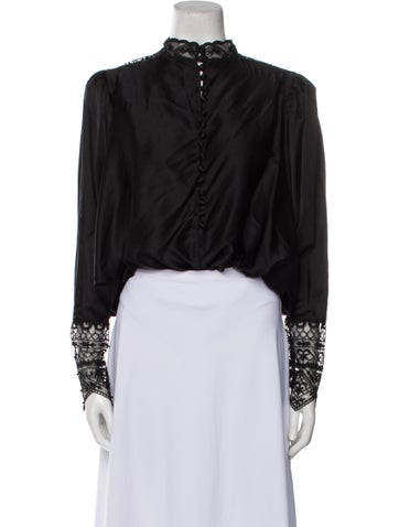 Retrofête Tops Silk Mock Neck Crop Top M