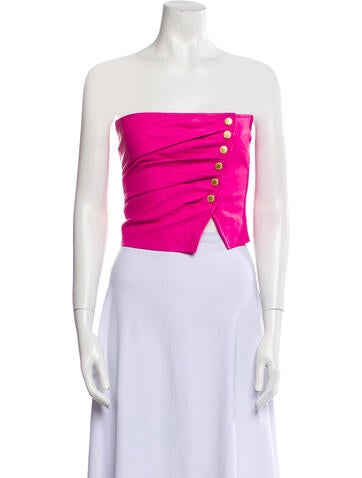 Retrofête Tops Leather Strapless Crop Top S