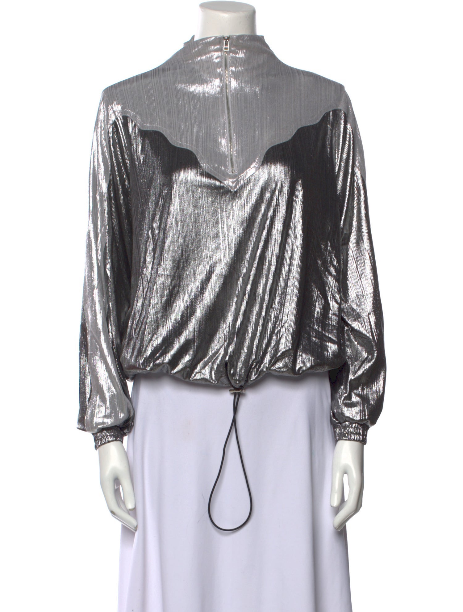 Retrofête Mock Neck Long Sleeve Blouse