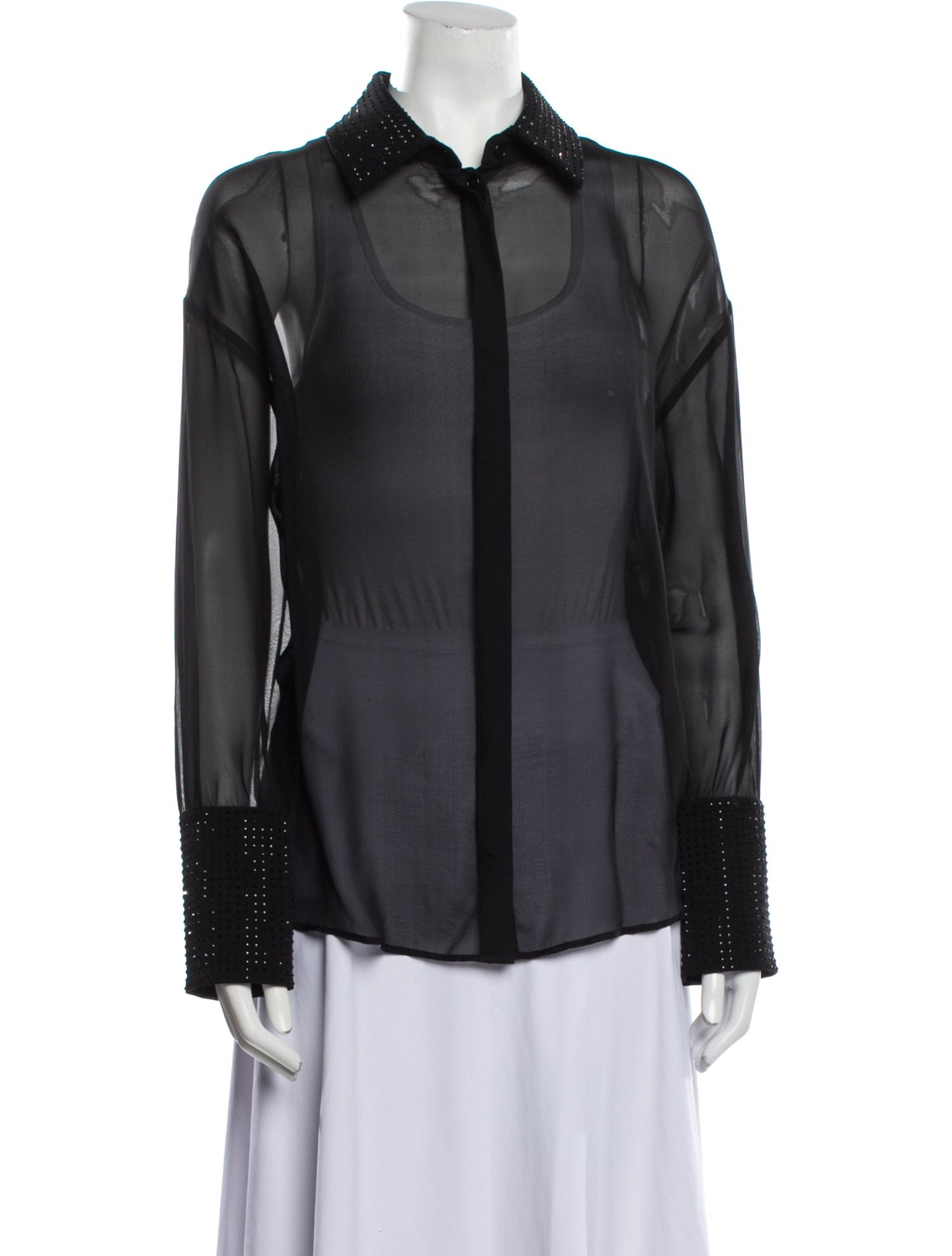 Retrofête Silk Long Sleeve Button-Up Top w/ Tags