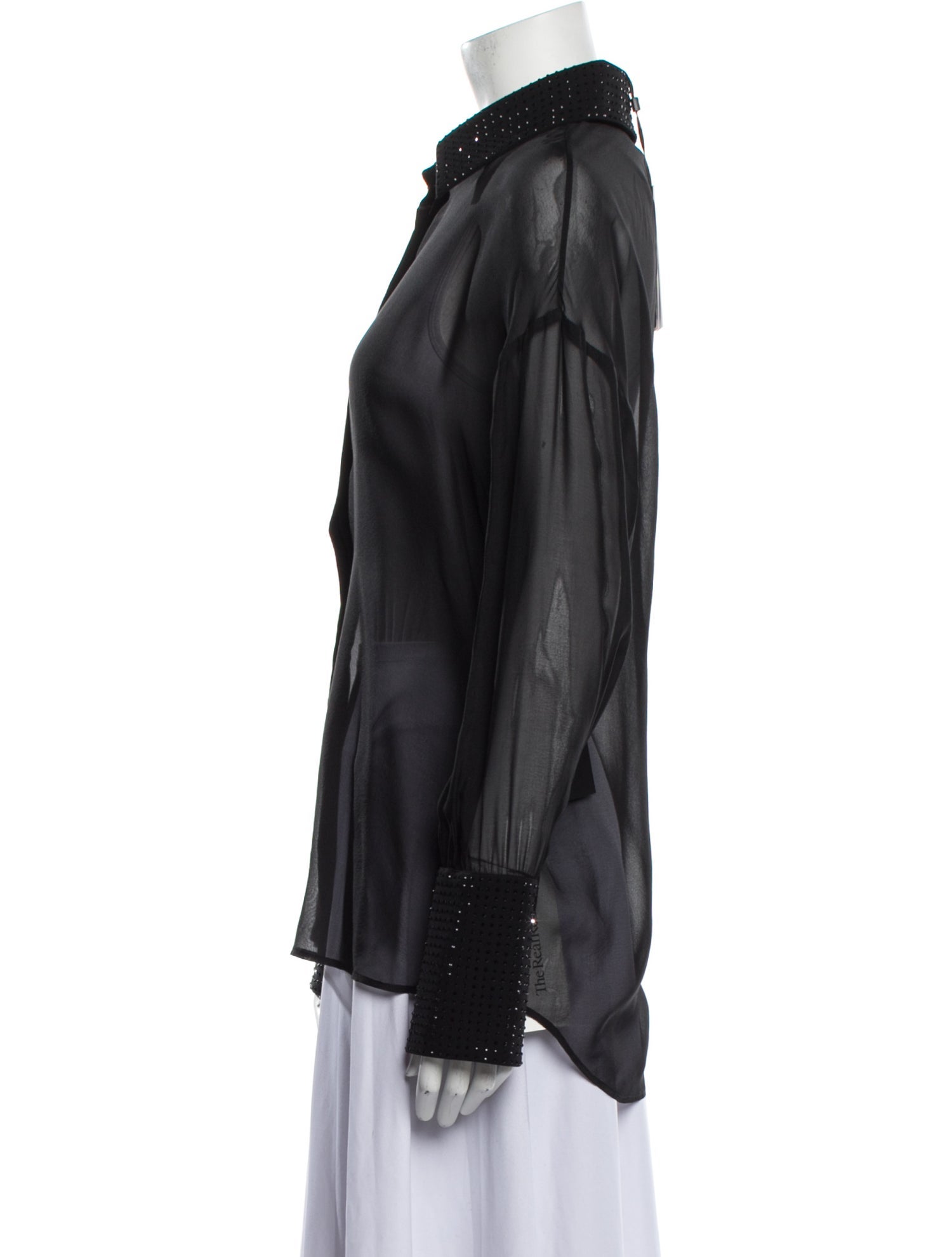 Retrofête Silk Long Sleeve Button-Up Top w/ Tags