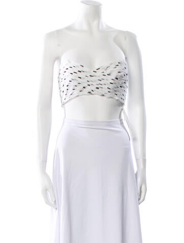 Retrofête Tops Printed Strapless Crop Top XS