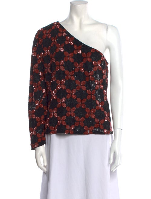 Retrofête Floral Print One-Shoulder Blouse