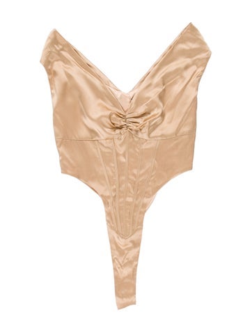 Retrofête Tops Silk V-Neck Bodysuit XS