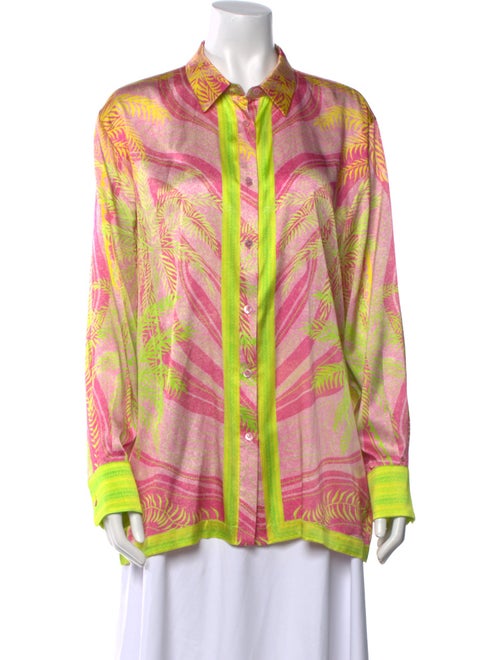 Retrofête Silk Printed Button-Up Top