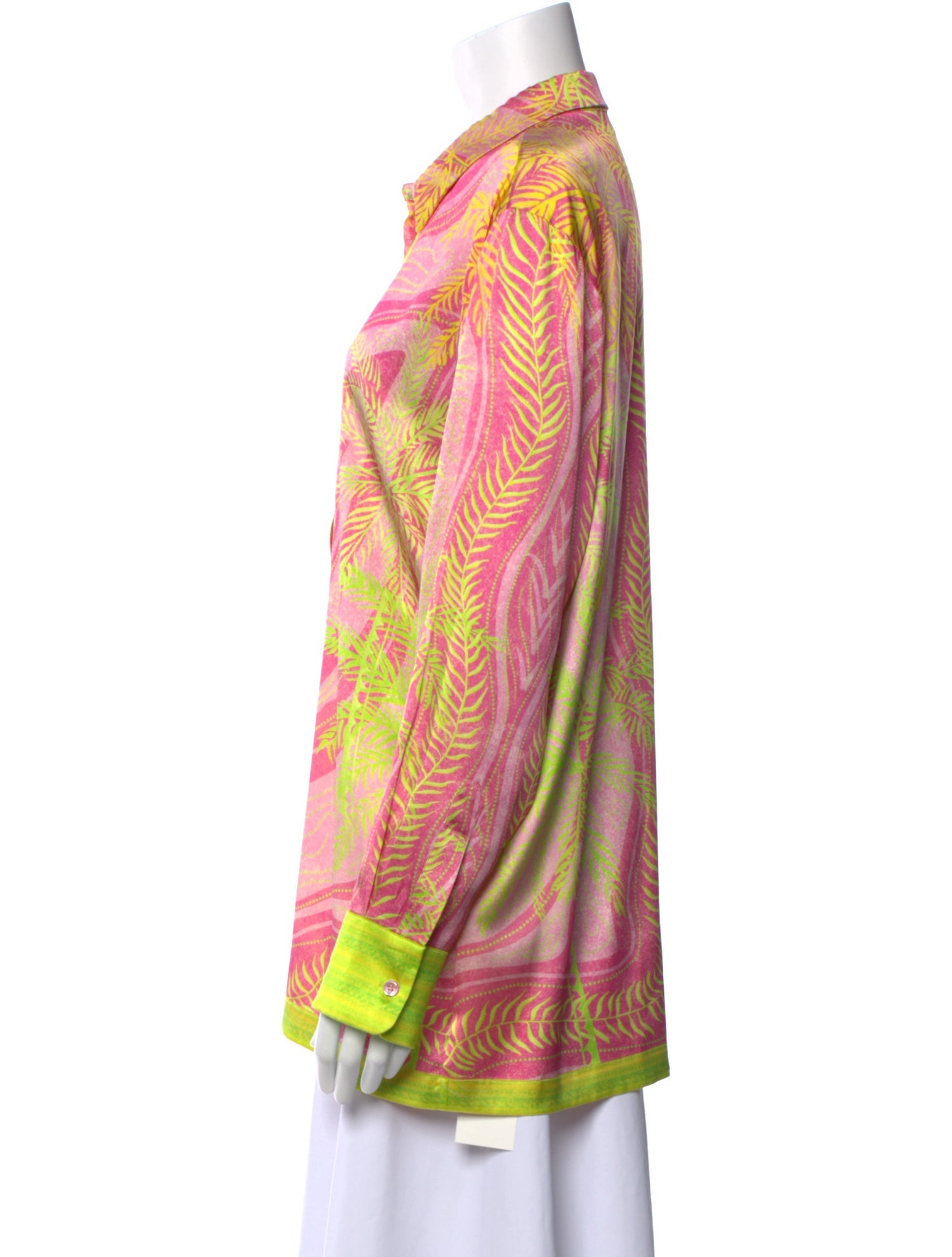 Retrofête Silk Printed Button-Up Top