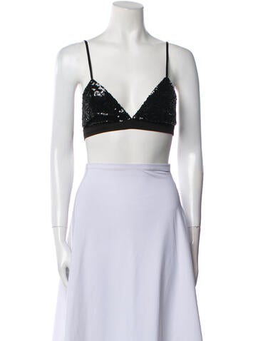 Retrofête Tops Sequin V-Neck Crop Top XS