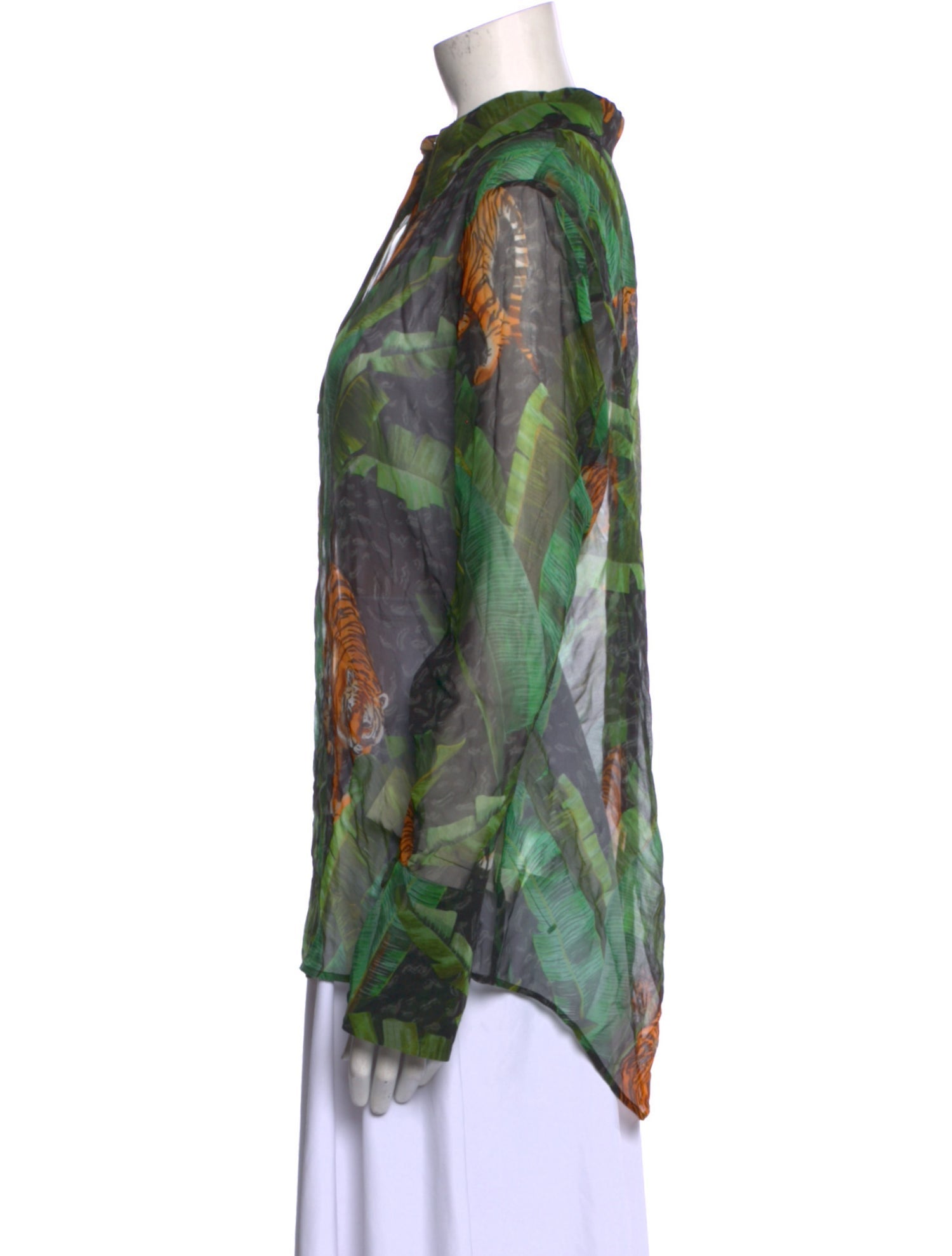 Retrofête Silk Printed Button-Up Top