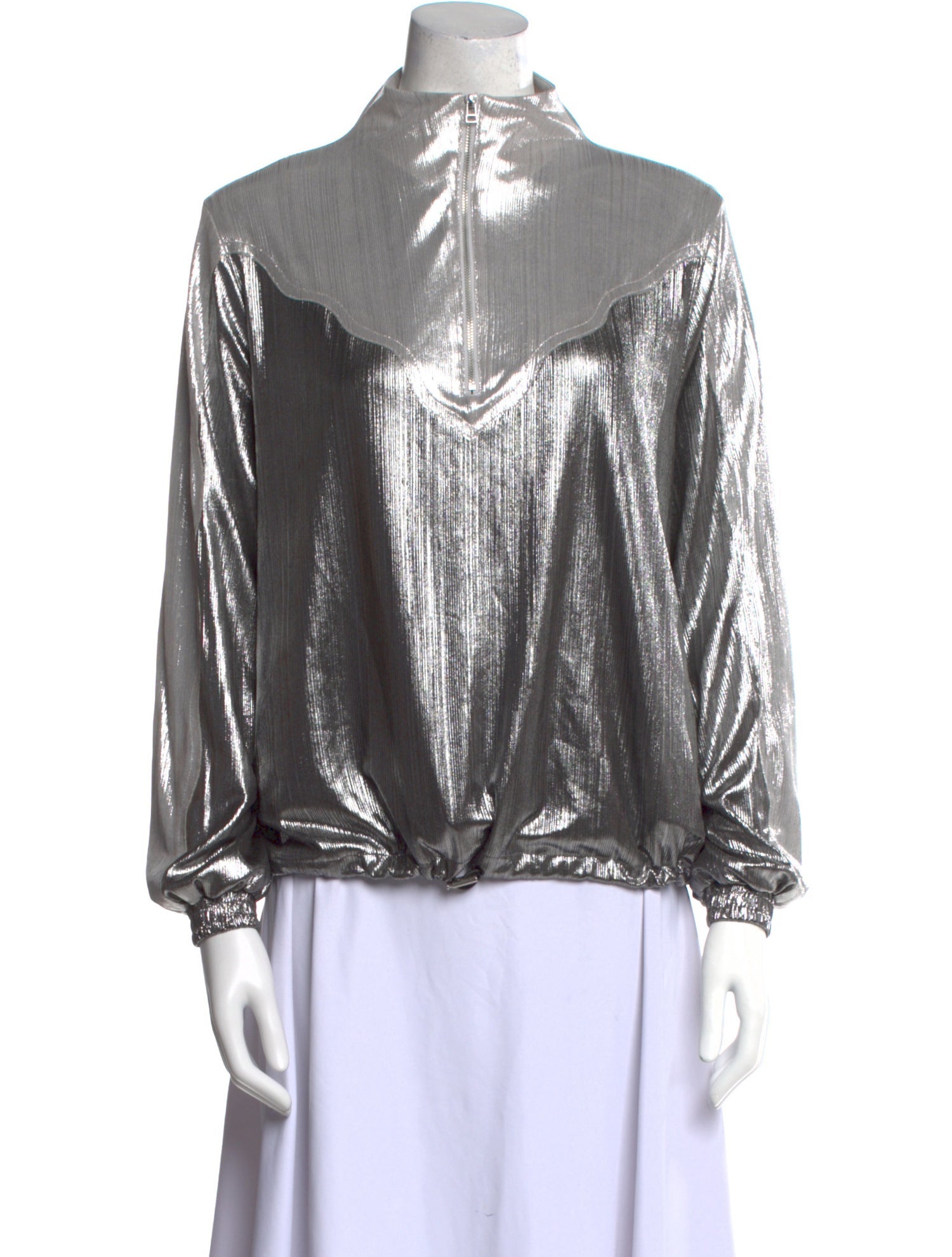 Retrofête Mock Neck Long Sleeve Blouse