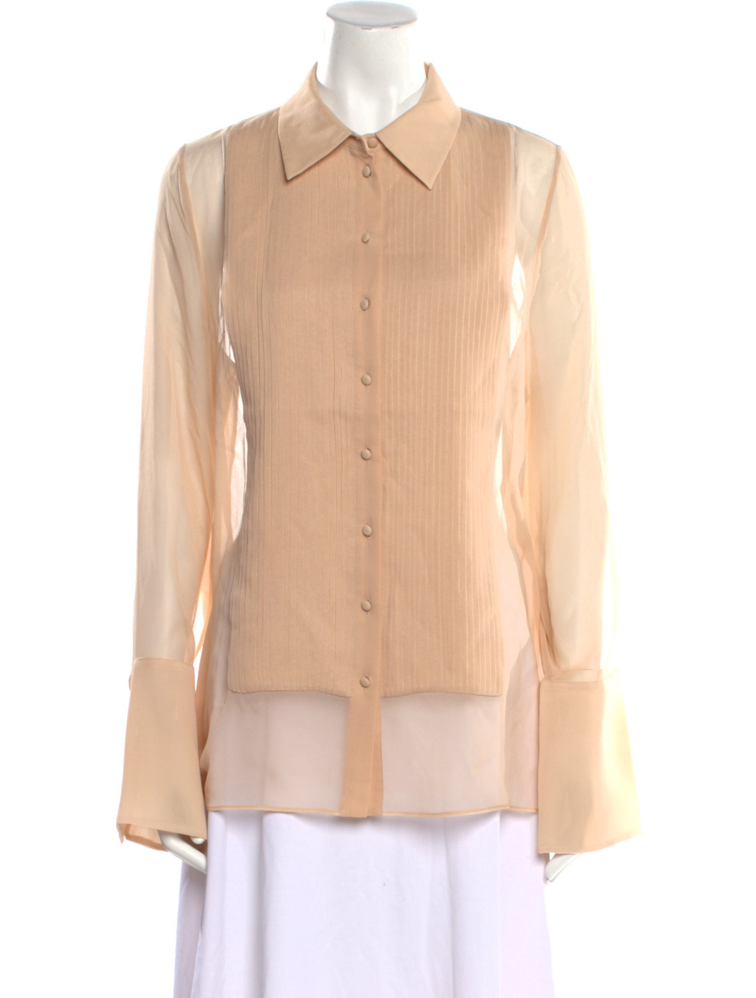 Retrofête Silk Long Sleeve Button-Up Top