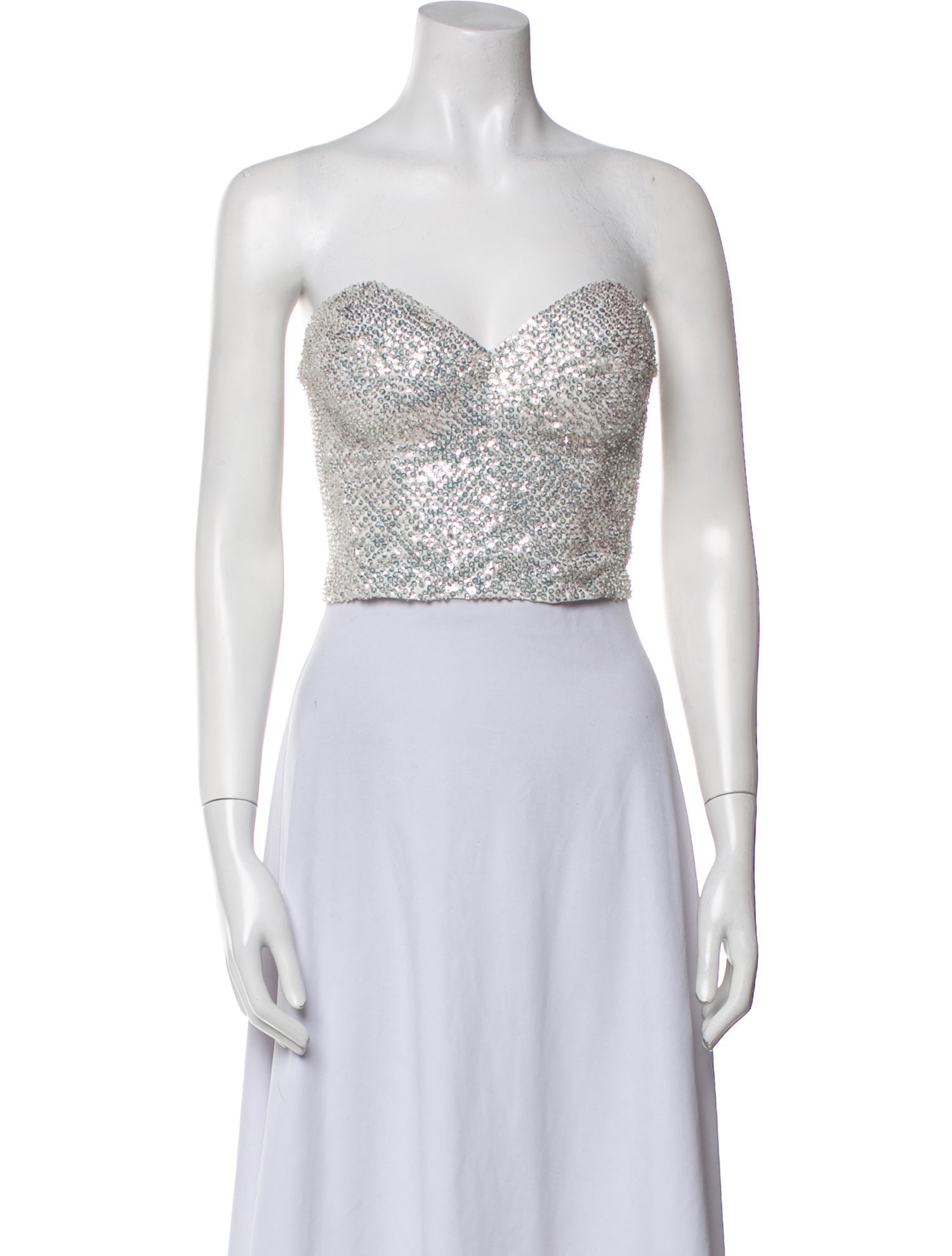 Retrofête Lace Pattern Strapless Crop Top