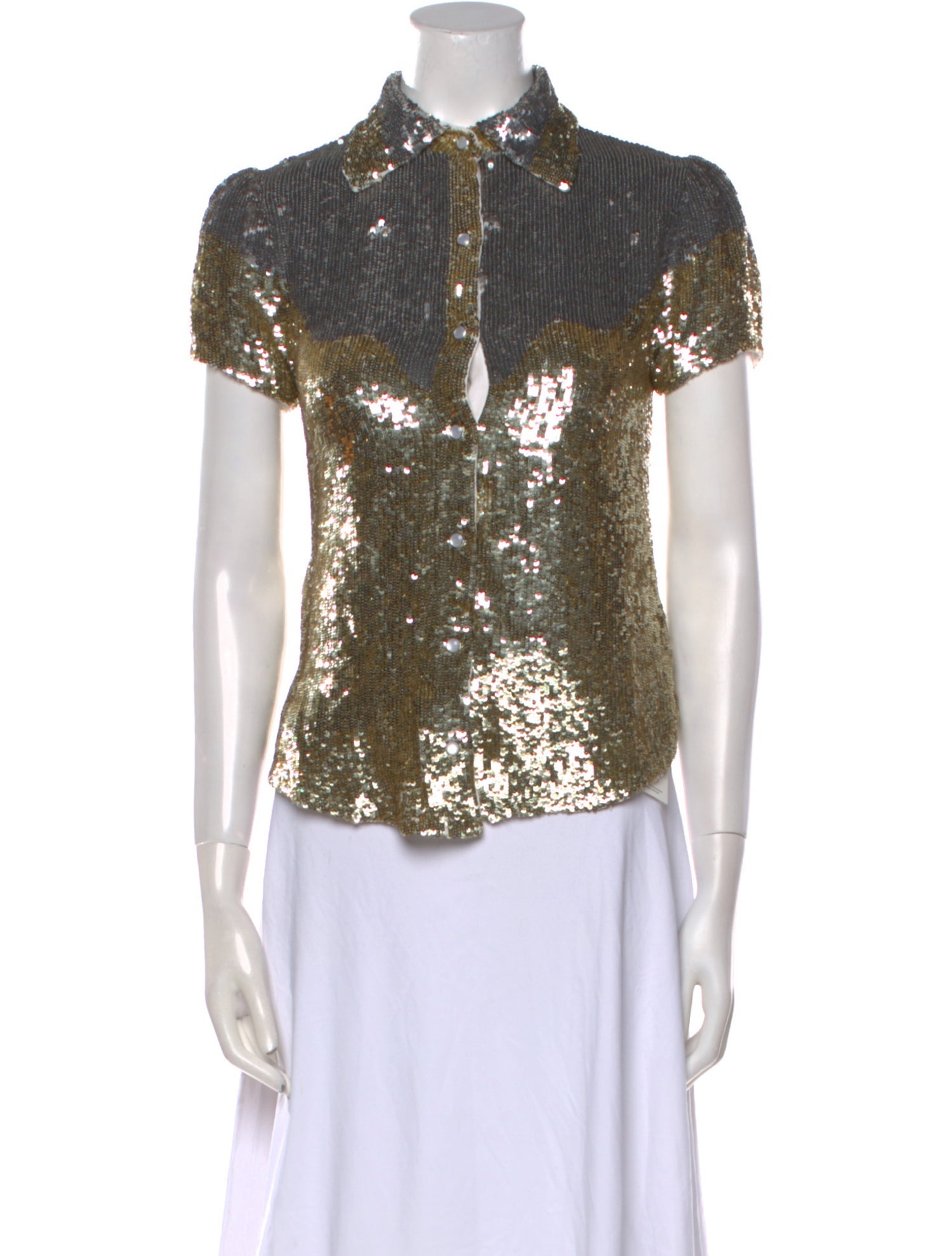 Retrofête Sequin Patterned Button-Up Top w/ Tags