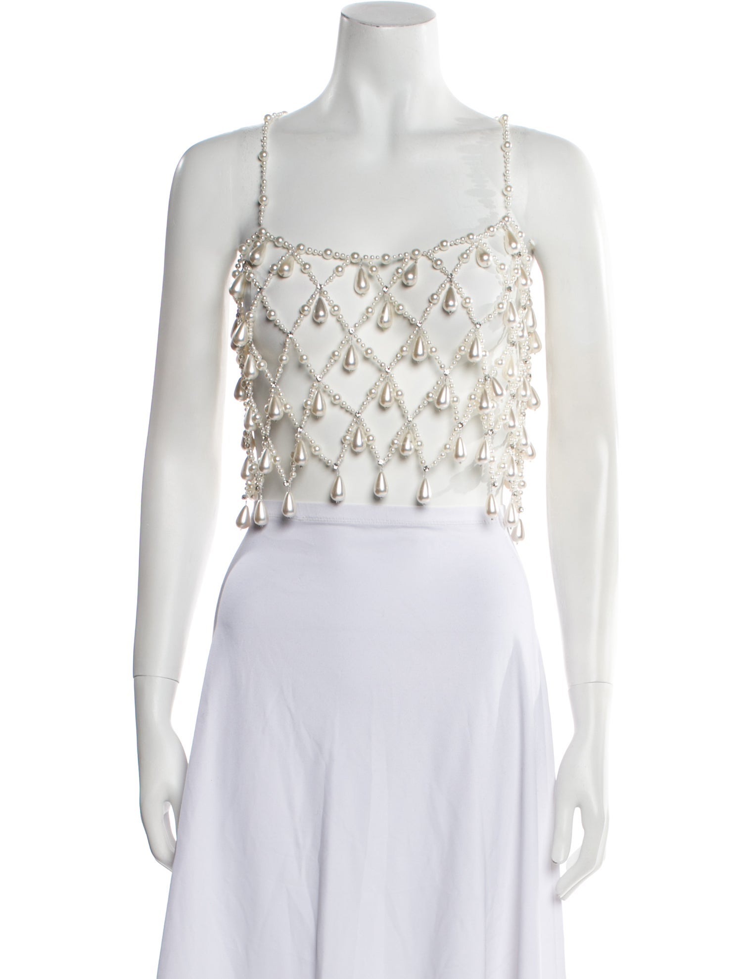 Retrofête Lace Pattern Square Neckline Crop Top