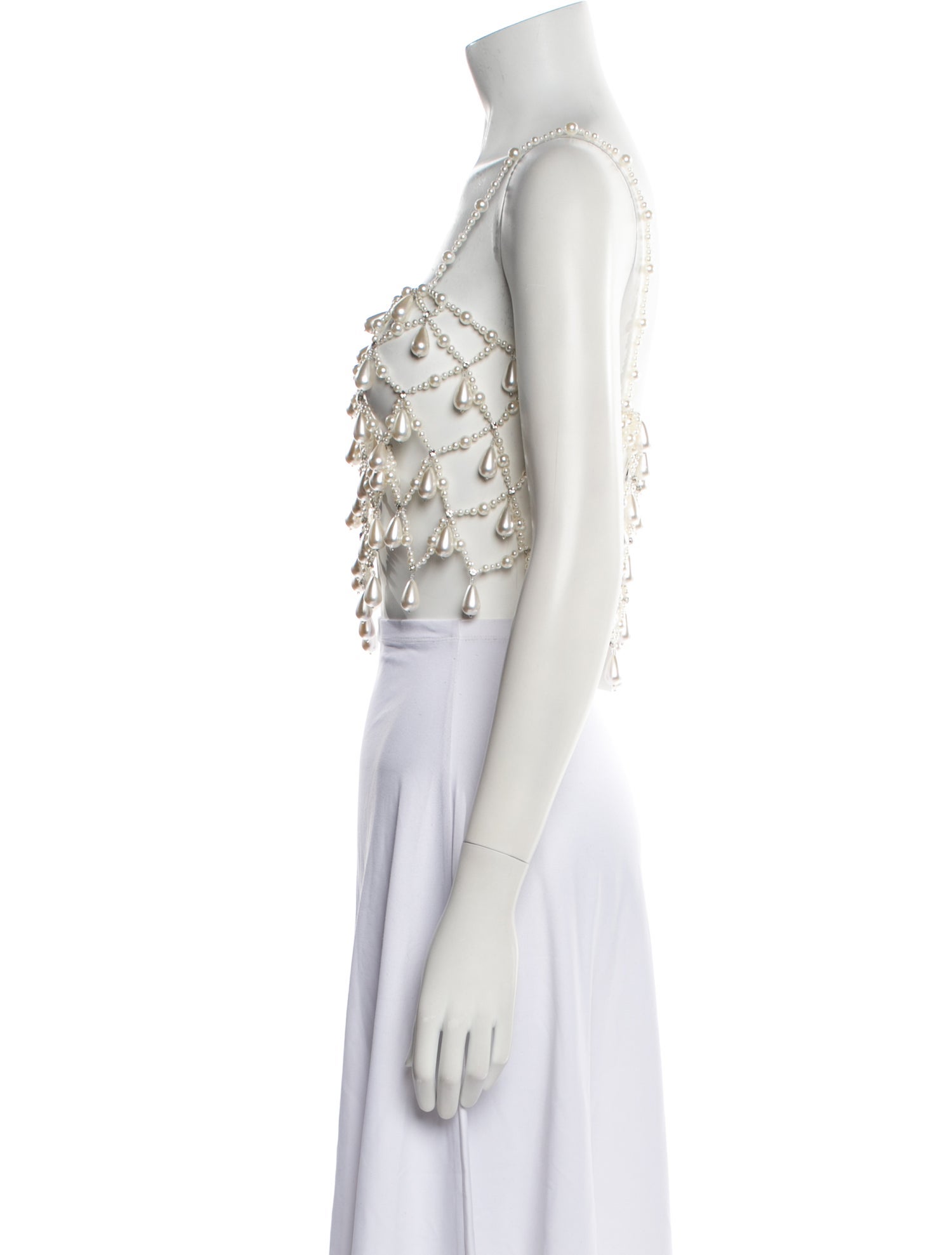 Retrofête Lace Pattern Square Neckline Crop Top