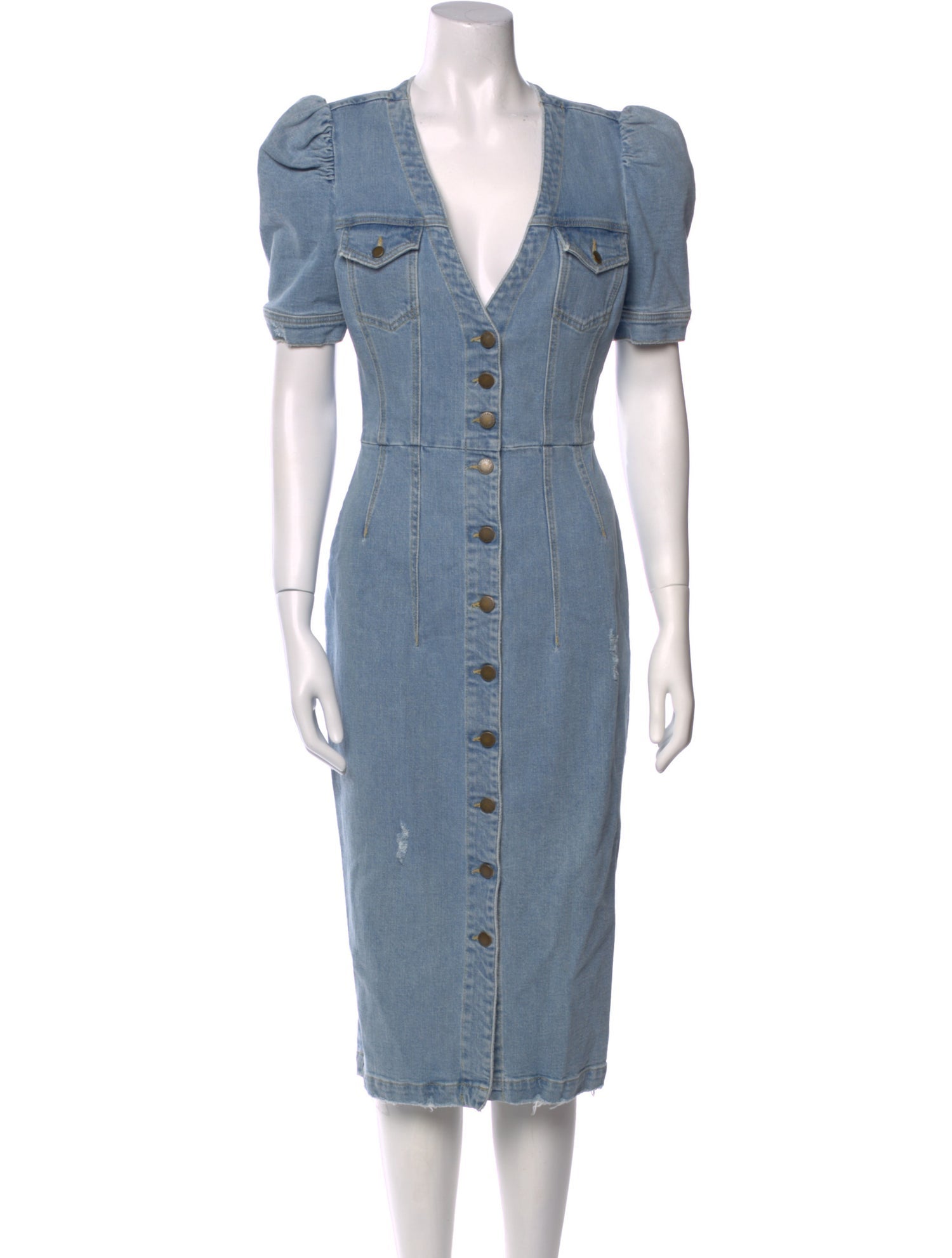 Retrofête Plunge Neckline Midi Length Dress