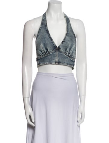 Retrofête Tops Halterneck Sleeveless Crop Top XS
