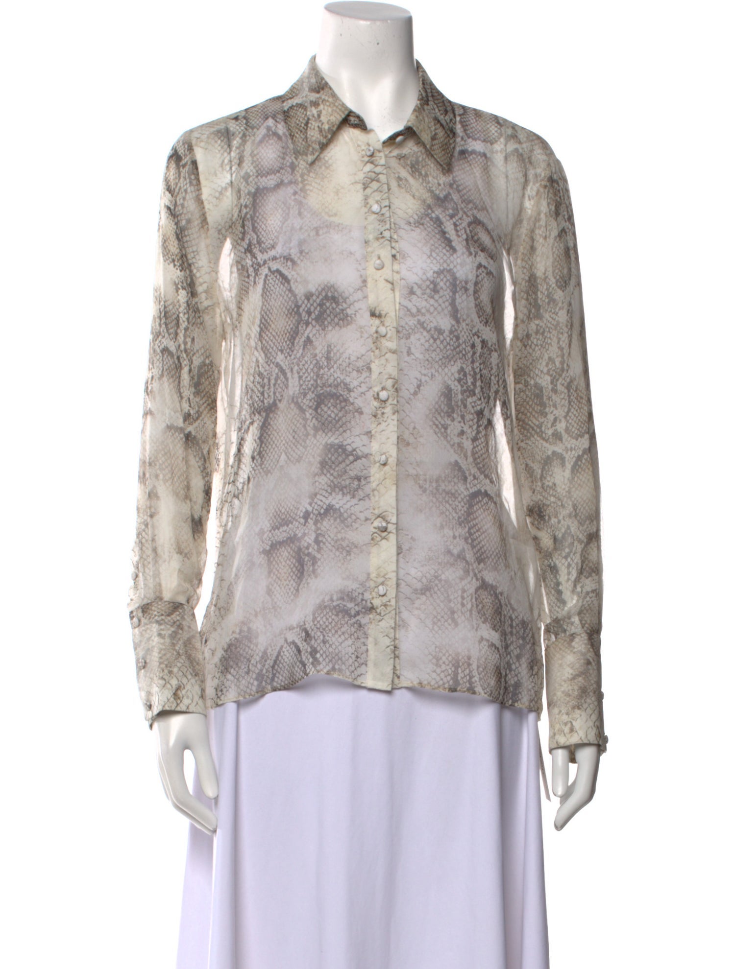 Retrofête Silk Animal Print Button-Up Top