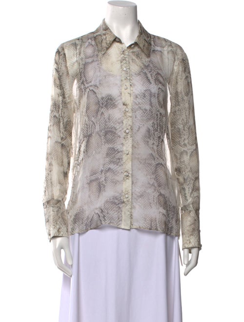 Retrofête Silk Animal Print Button-Up Top