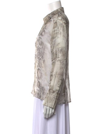 Retrofête Silk Animal Print Button-Up Top