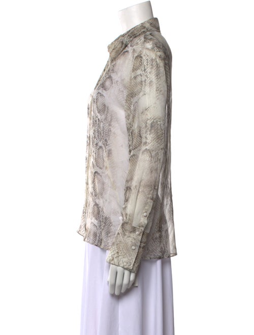Retrofête Silk Animal Print Button-Up Top