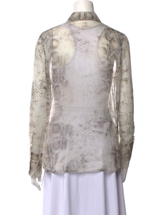 Retrofête Silk Animal Print Button-Up Top