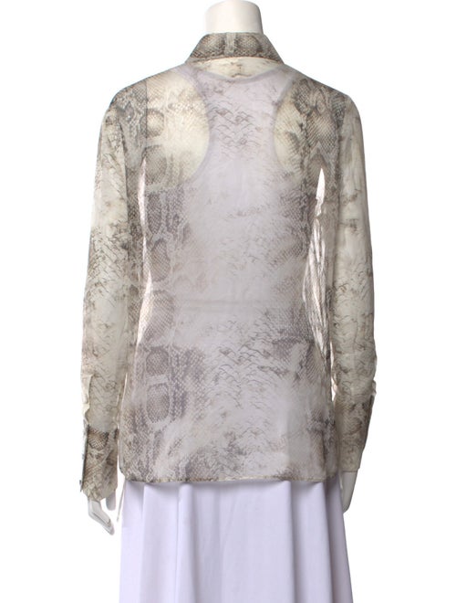 Retrofête Silk Animal Print Button-Up Top