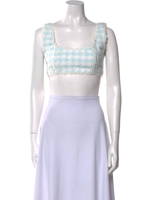 Retrofête Tweed Pattern Square Neckline Crop Top