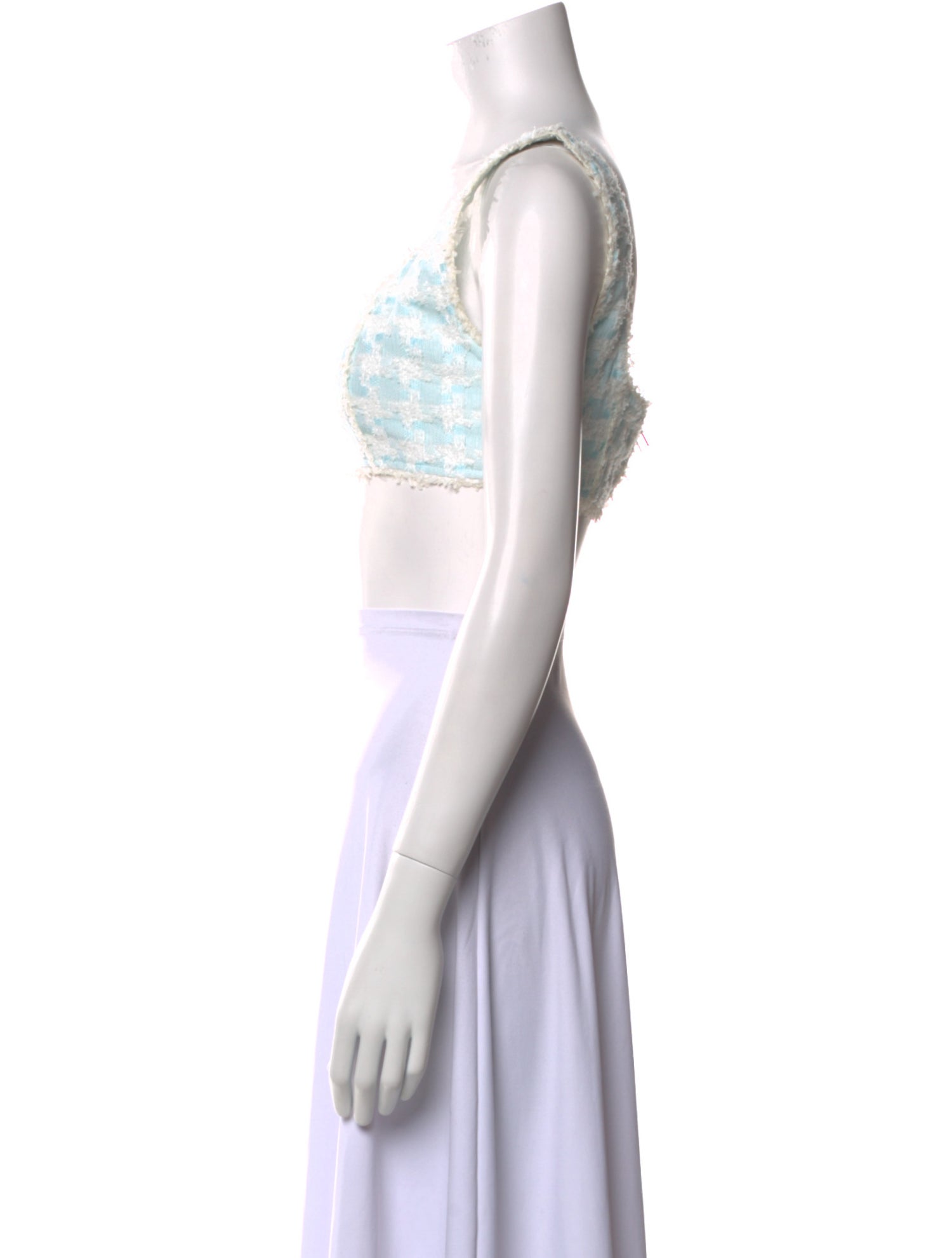 Retrofête Tweed Pattern Square Neckline Crop Top