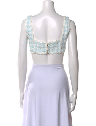 Retrofête Tweed Pattern Square Neckline Crop Top