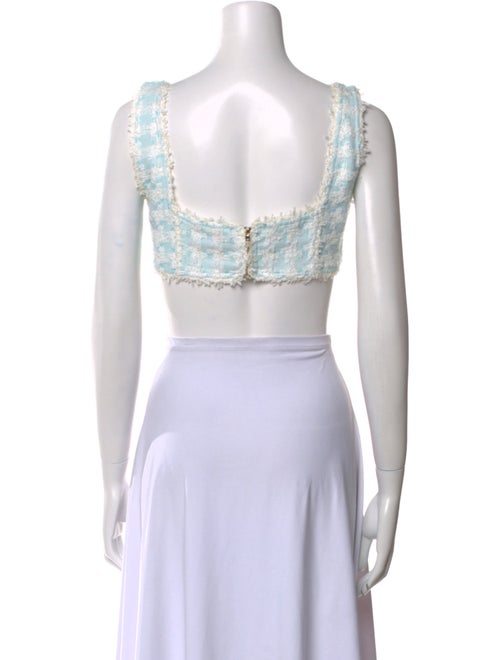 Retrofête Tweed Pattern Square Neckline Crop Top