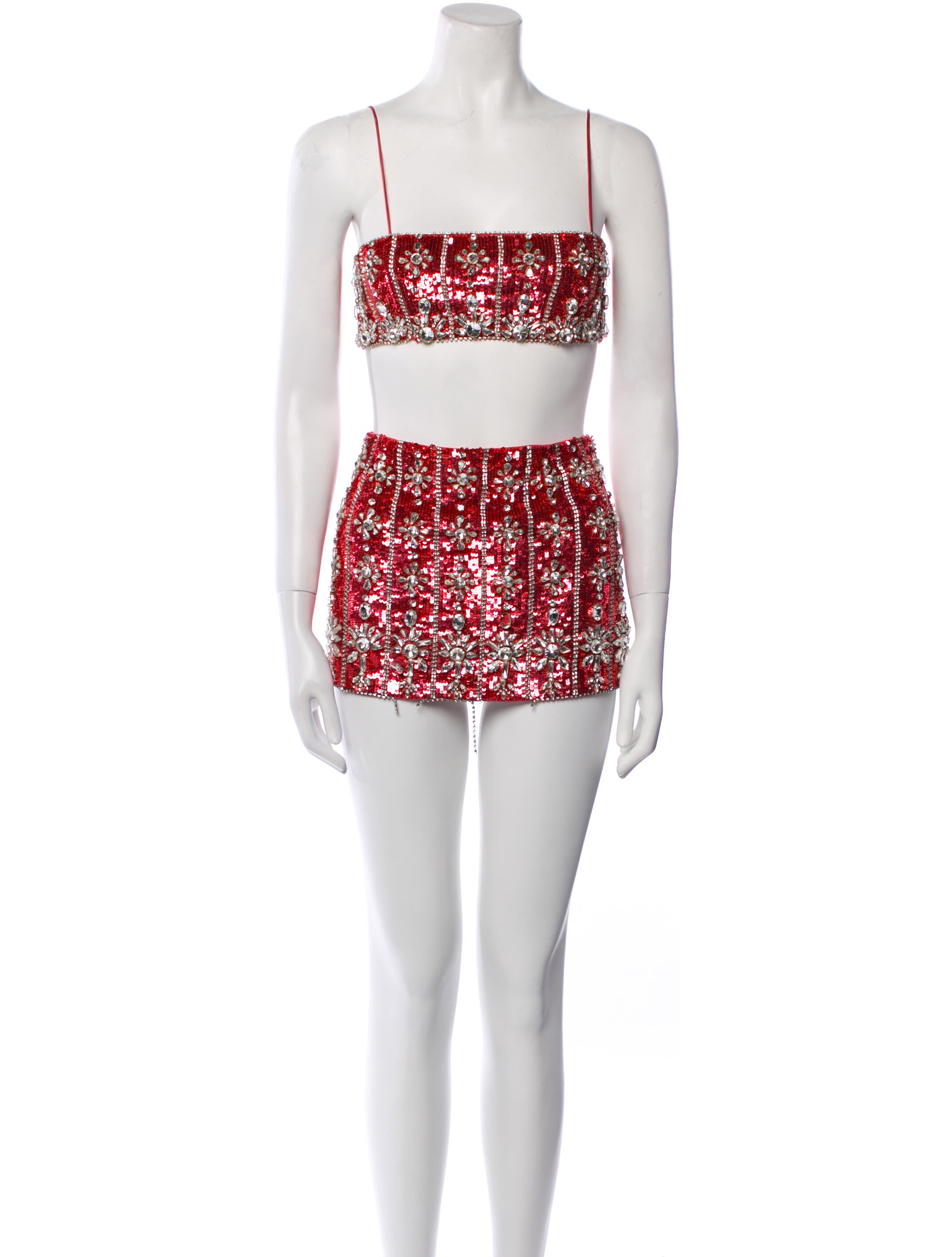 Retrofête Patterned Crystal Embellishments Skirt Set