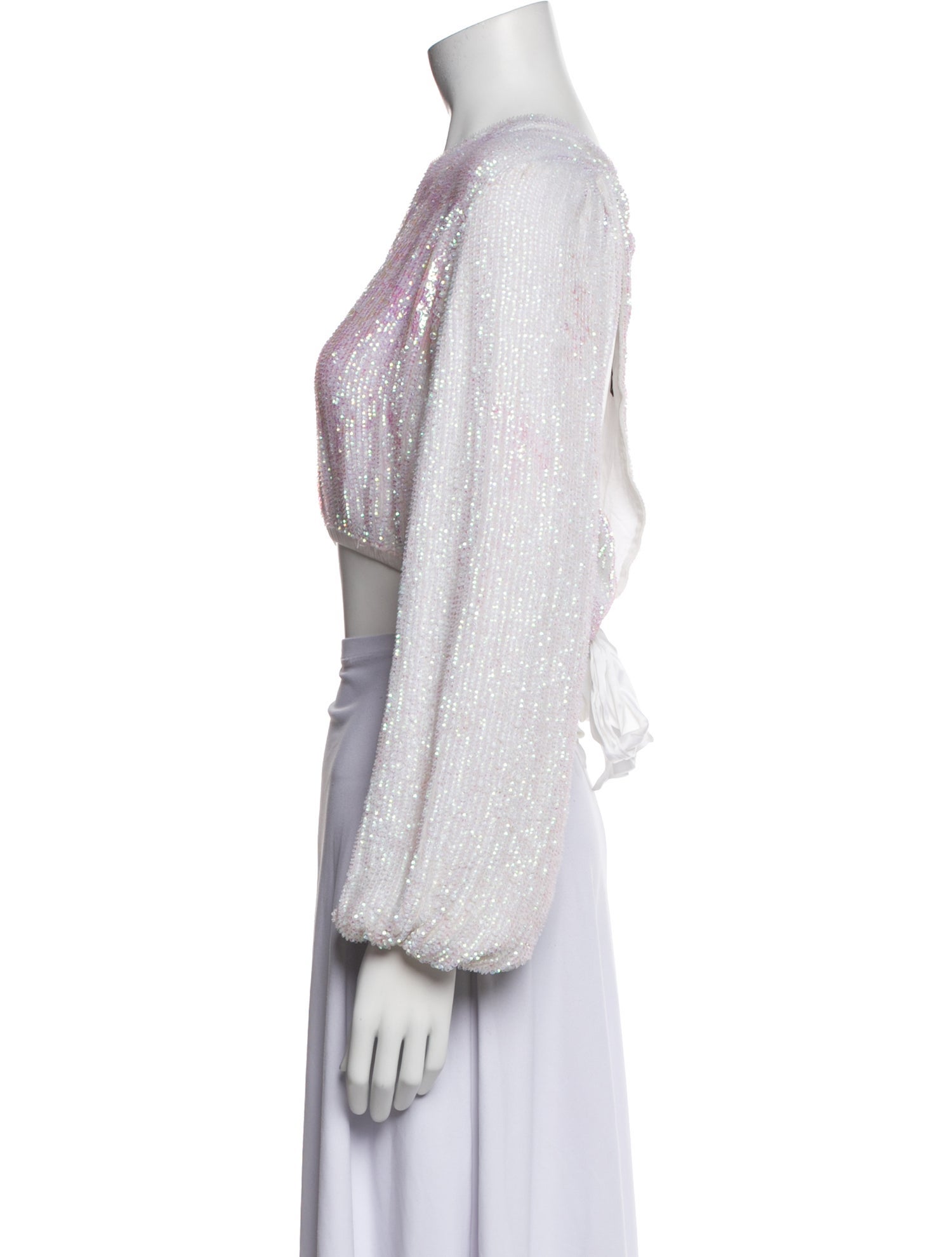 Retrofête Sequin One-Shoulder Crop Top