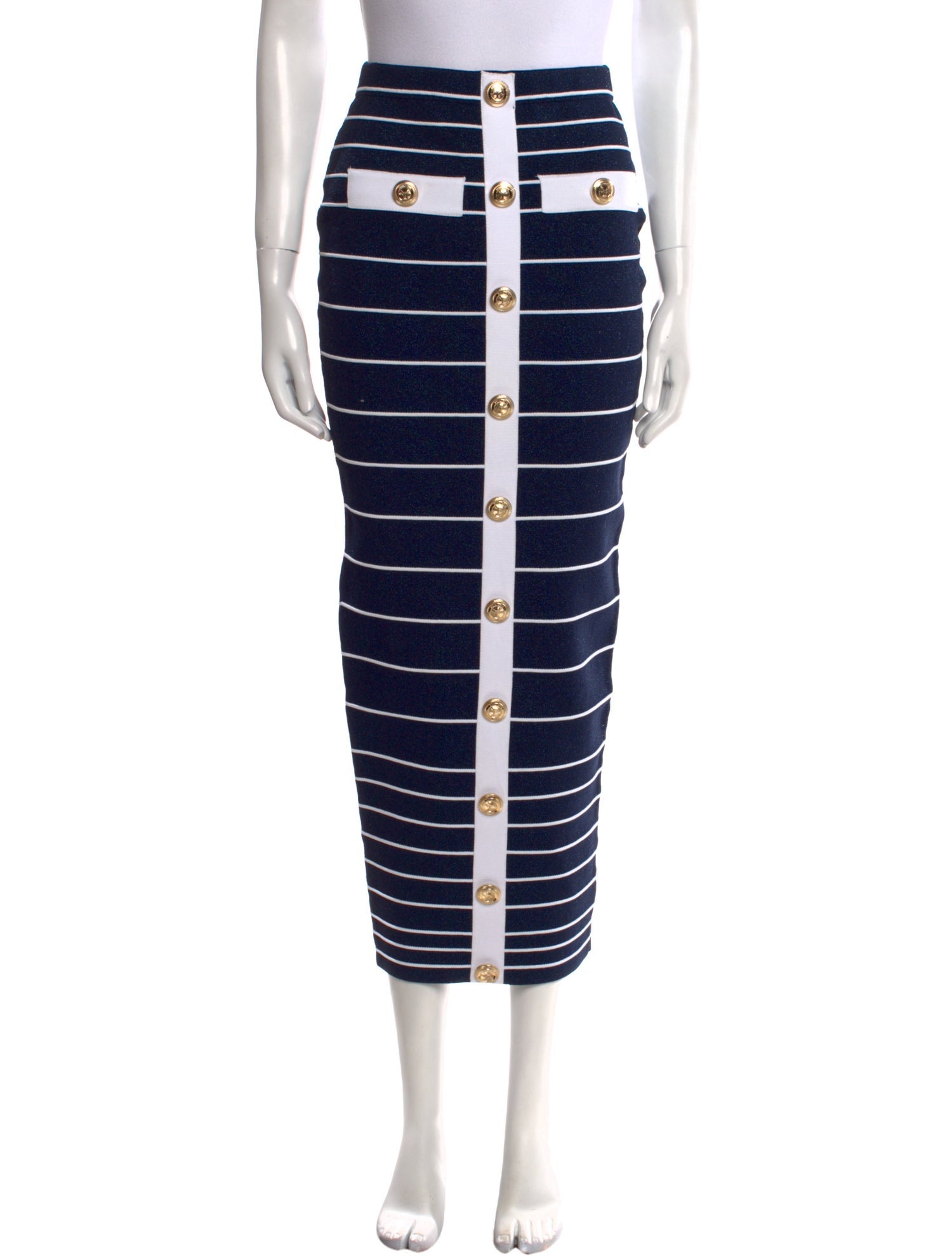 Retrofête Striped Midi Length Skirt
