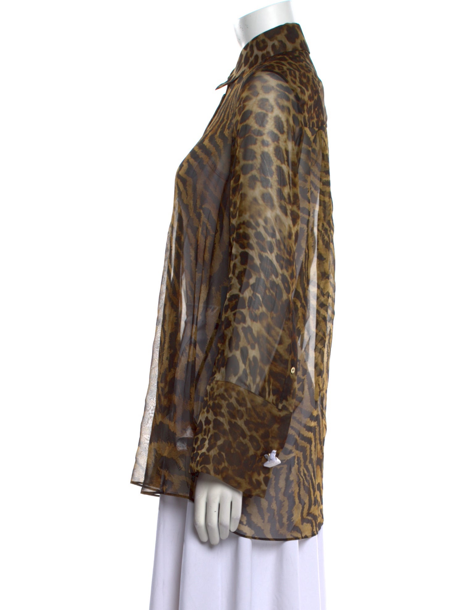 Retrofête Silk Animal Print Button-Up Top